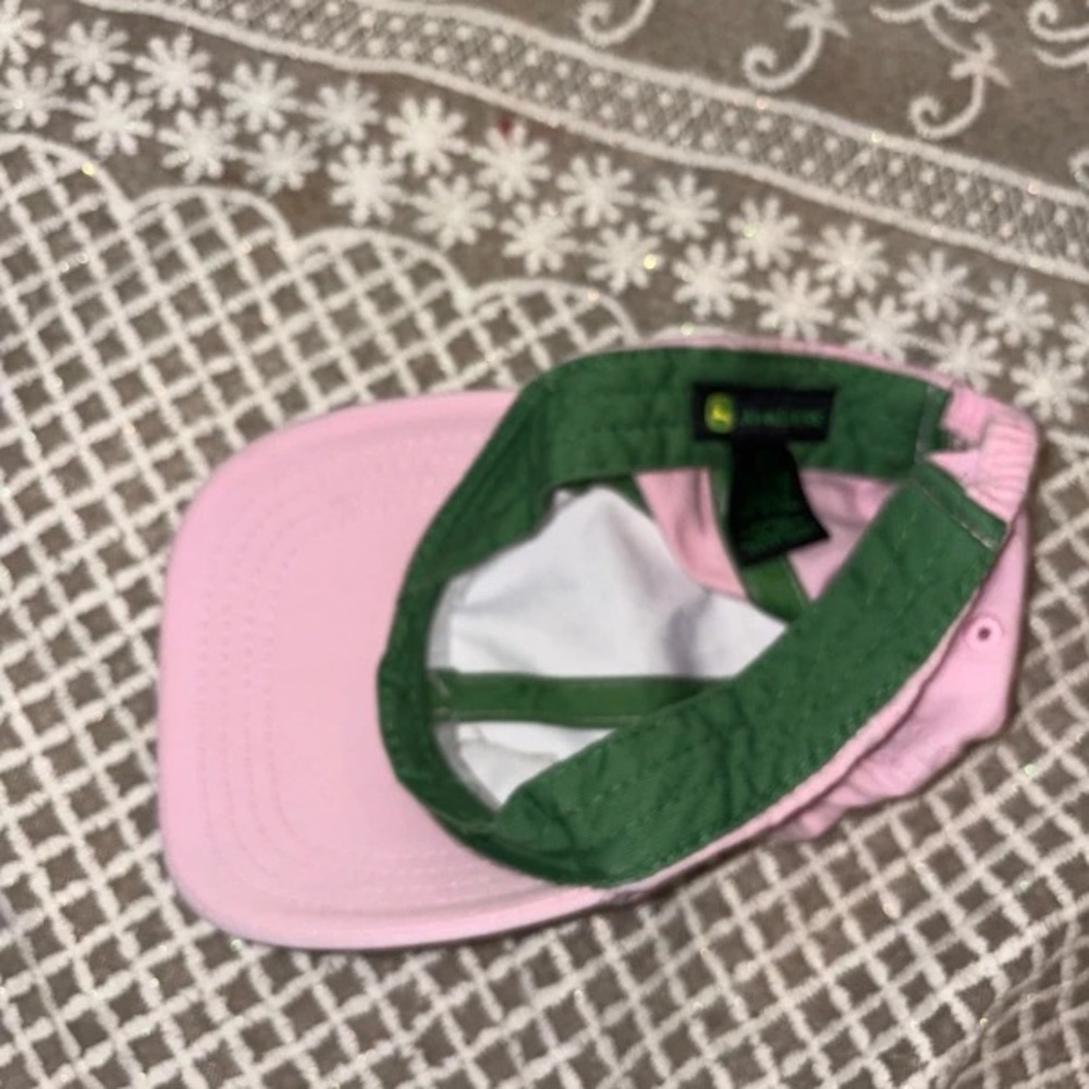 John Deere Pink and White Kids Horse Baseball Cap - Picture 4 of 5